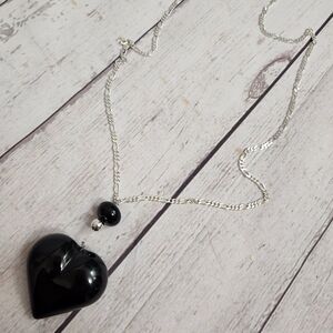 Black Heart Pendant Necklace - Women Jewelry